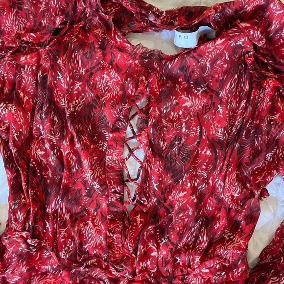 IRO Darling red printed  ruffle mini dress - Picture 6 of 12